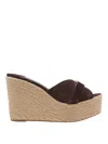 Jimmy Choo Leda Espadrille Sole Wedge Sandals In Brown