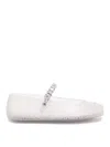 Jimmy Choo Square Toe Ballerinas With Crystal Strap In Silver