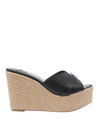 Jimmy Choo Black Leda Wedges Sandals