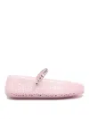 Jimmy Choo Embellished Perforated Round Toe Ballerina Shoes In Pink