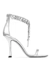 Jimmy Choo 'verity' Metallic Sandals With High Stiletto Heel In Silver