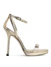 Jimmy Choo Moza Platform 120 Platinum Brilliance Fabric Sandals In Gold