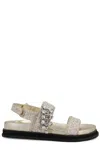 Jimmy Choo Verity Glittered Flat Sandals With Crystal Embellishment
