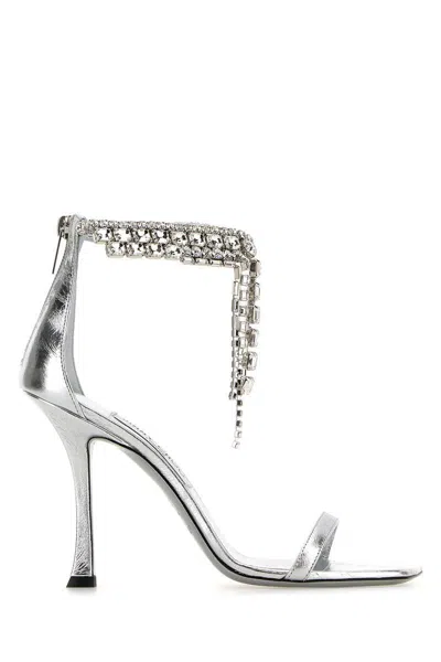 Jimmy Choo Silver Vintage Metallic Leather Heels