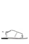 Jimmy Choo Gwyn Metallic Leather Flat Sandals In Multi