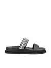 Jimmy Choo Crystal Embellished Leather Flat Sandals