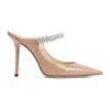 Jimmy Choo Womens Ballet Pink Bing 100 Crystal-embellished Patent-leather Heeled Mules In Neutral