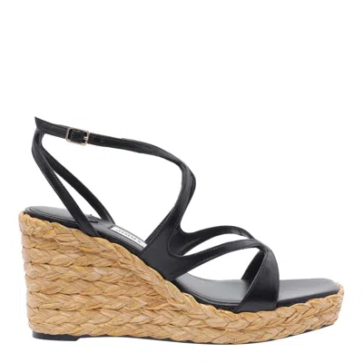 Jimmy Choo Ayla Square-toe Wedge Sandals In Black