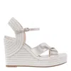 Jimmy Choo Leather Strappy Wedge Sandals In Silver