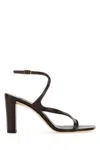 Jimmy Choo Brown Leather Azie 85 Sandals In Black