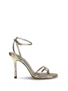 Jimmy Choo 1998 Leopard-print Grosgrain Sandals In Gold