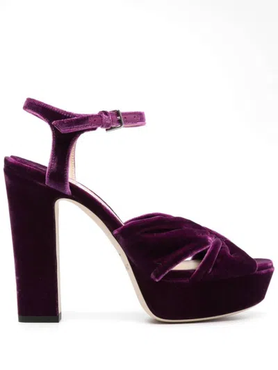 Jimmy Choo Heloise 120 Velvet Platform Sandals In Purple