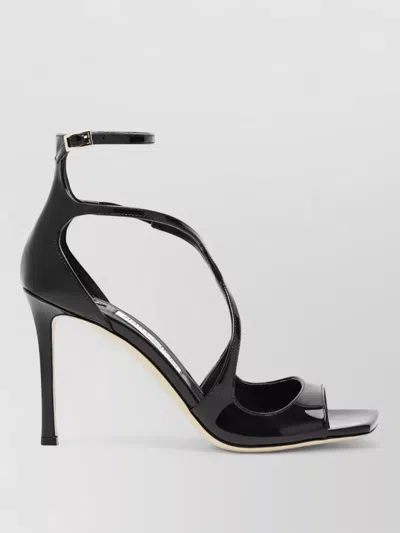 Jimmy Choo Sandals Ankle Strap Open Toe Patent In Black
