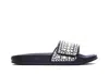 Jimmy Choo Fitz Embellished Canvas-leather Slides In Black