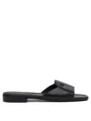 Jimmy Choo Dina Flat Leather Sandals In Black
