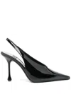 Jimmy Choo Leather Pointed Toe Sling Back Stiletto In Black