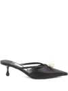 Jimmy Choo Pointed Toe Kitten Heel Sandals With Pearl Embellishment