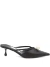Jimmy Choo Pointed Toe Kitten Heel Sandals With Pearl Embellishment