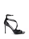 Jimmy Choo Azia95 Sandals With Squared Open Toe And Ankle Strap In Black