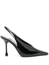 Jimmy Choo Leather Pointed Toe Sling Back Stiletto In Black