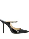 Jimmy Choo Crystal Strap Embellished Mules With 10cm Heel In Black
