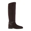 Jimmy Choo Suede Lawton Kb Flat Boots Women In Brown