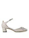 Jimmy Choo Decollete In Glittered Fabric In Gold