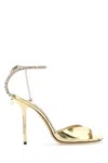 Jimmy Choo Saeda Metallic Crystal Ankle-strap Sandals In Gold