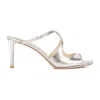 Jimmy Choo Womens Champagne Anise 75 Glitter-effect Leather Heeled Sandals In Grey
