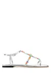 Jimmy Choo Daisy Sandals In Silver Nappa Leather