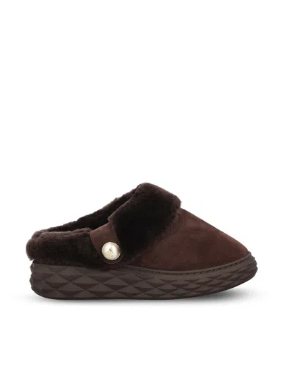 Jimmy Choo Diamond Maxi Mules In Brown