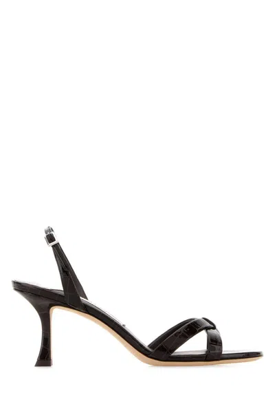 Jimmy Choo Elsy 70 Leather Heeled Sandals In Schwarz