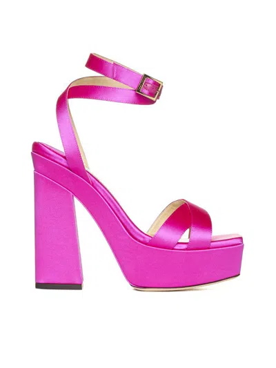 Jimmy Choo Gaia 140 Satin Platform Sandal In Purple
