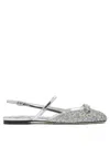Jimmy Choo Glitter Pointed Toe Sandals With Embellished Detail In Silver