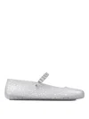 Jimmy Choo Clear Jelly Ballerina Flats With Crystal Embellishment In Silver