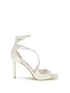 Jimmy Choo White Lamb Ovis Aries Aries Stiletto Heel Sandals In White