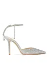 Jimmy Choo 'saeda' Rhinestone Embellished Satin Slingback Pumps In White