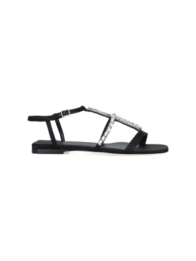 Jimmy Choo Sandals With Gwyn Crystals In Black