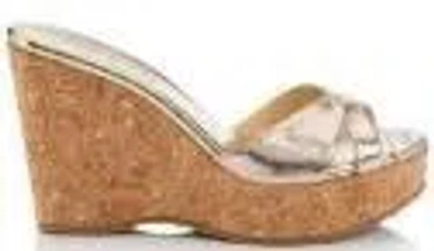 Jimmy Choo Sandy Glitter Fabric Wedge Mules In Multi