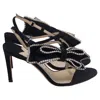 Jimmy Choo Sarara 85 Embellished Bow Sandal Heels In Black Suede In Multi