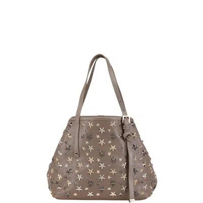 Jimmy Choo Sasha S Star Studs Leather Tote In Gray
