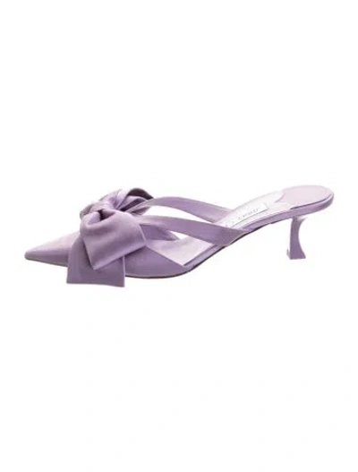 Pre-owned Jimmy Choo Satin Bow Accents Mules In Purple