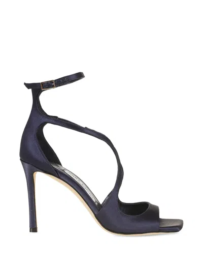 Jimmy Choo Azia 95 Glossy Satin Stiletto Sandals In White