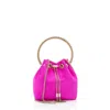 Jimmy Choo Satin Crystal Bon Bon Bucket Bag In Pink