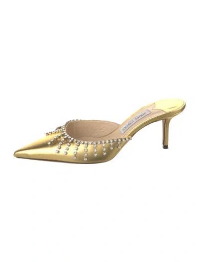 Pre-owned Jimmy Choo Satin Crystal Embellishments Mules