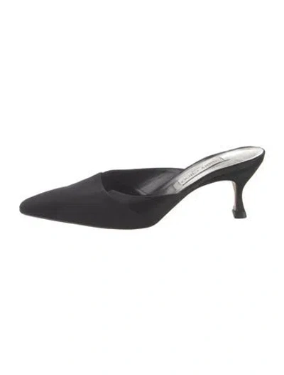 Pre-owned Jimmy Choo Satin Cutout Accent Mules In Black