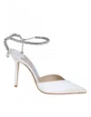 Jimmy Choo Slingback Saeda 100 In Satin With Applied Crystals In Multi