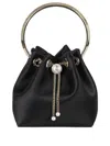 Jimmy Choo Leather Bucket Bag Chain Detail In Black
