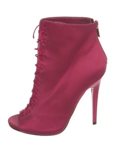 Pre-owned Jimmy Choo Satin Lace-up Boots In Pink