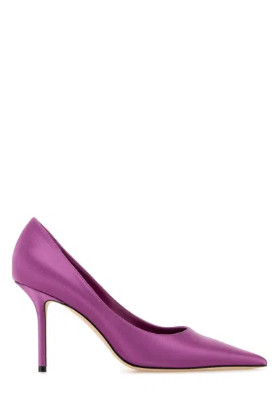 Jimmy Choo Satin Love Pumps With 8.5 Cm Heel In Purple